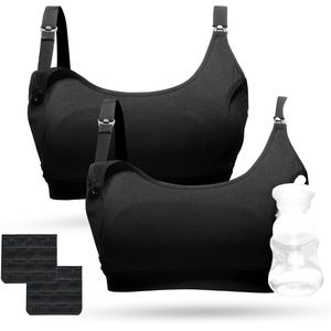 Bundle of 5 Momcozy Nursing + Pumping Bras in Black XL